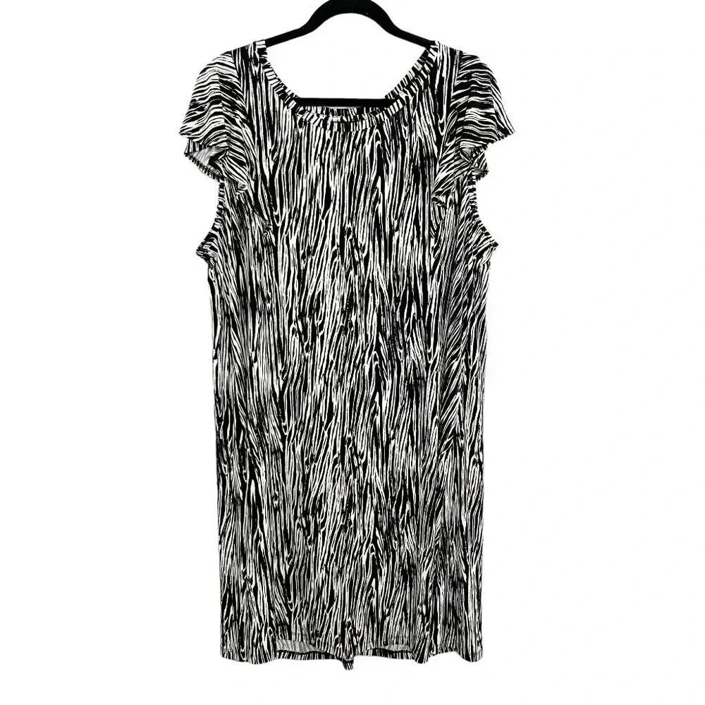 Lane Bryant Black & White Ruffle Sleeve Midi Dress Women's Plus Size 18/20 NEW
